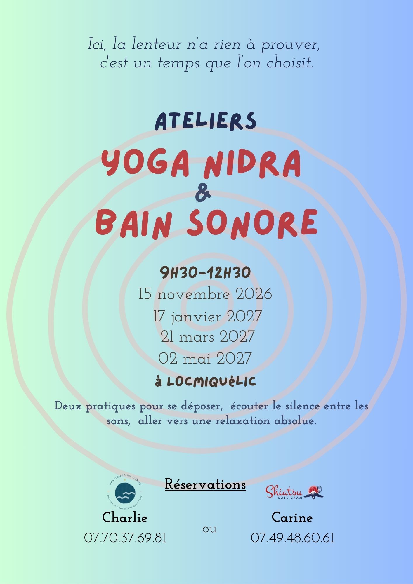 Ateliers Yoga Nidra et Bain Sonore
